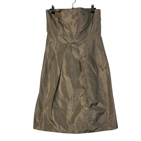 J. Crew Beige Silk A-Line Knee Length Strapless Dress 6 - Picture 1 of 3